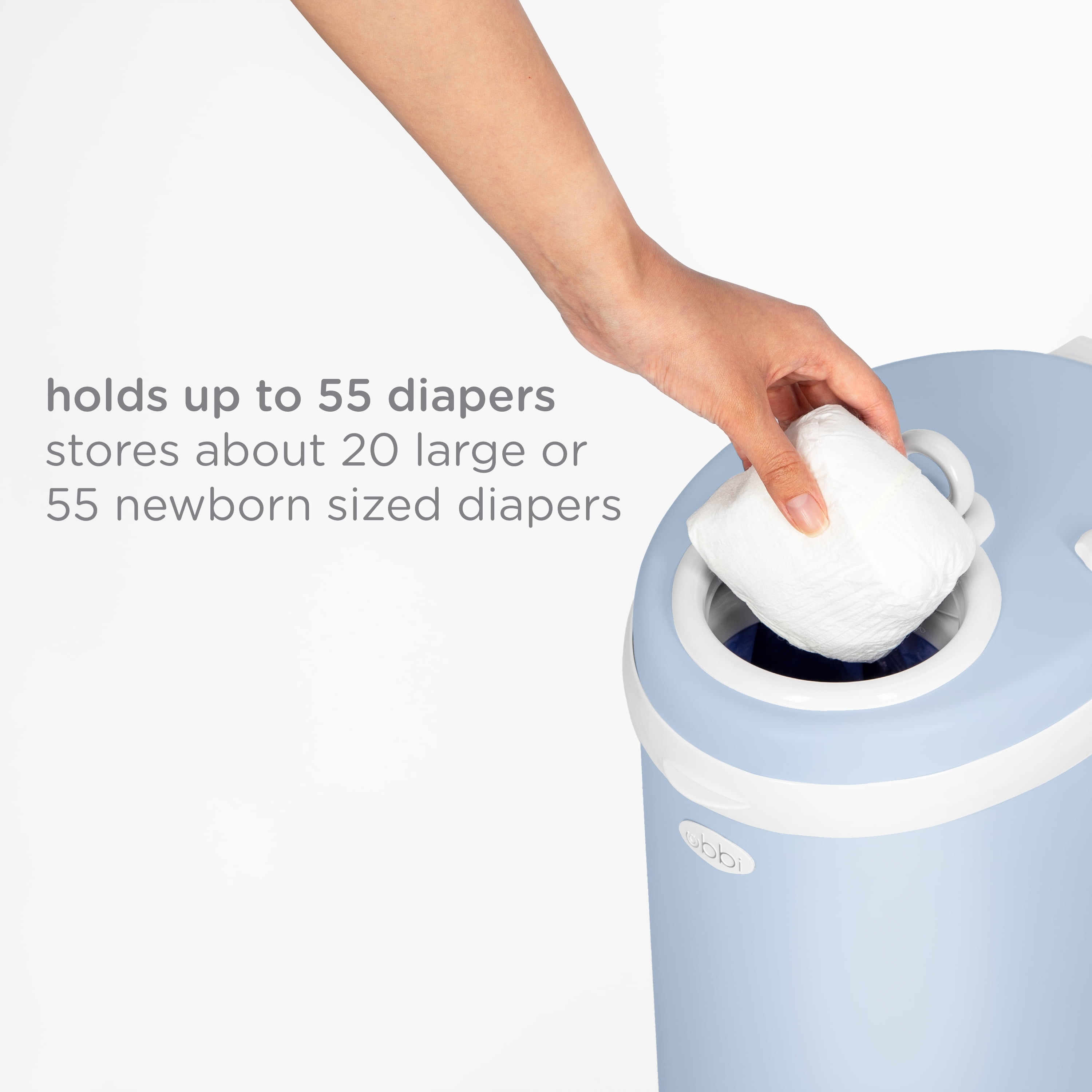 Ubbi Stainless Steel Diaper Pail, Odor Locking, No Special Bag Required, Award-Winning, Registry Must-Have, Cloudy Blue