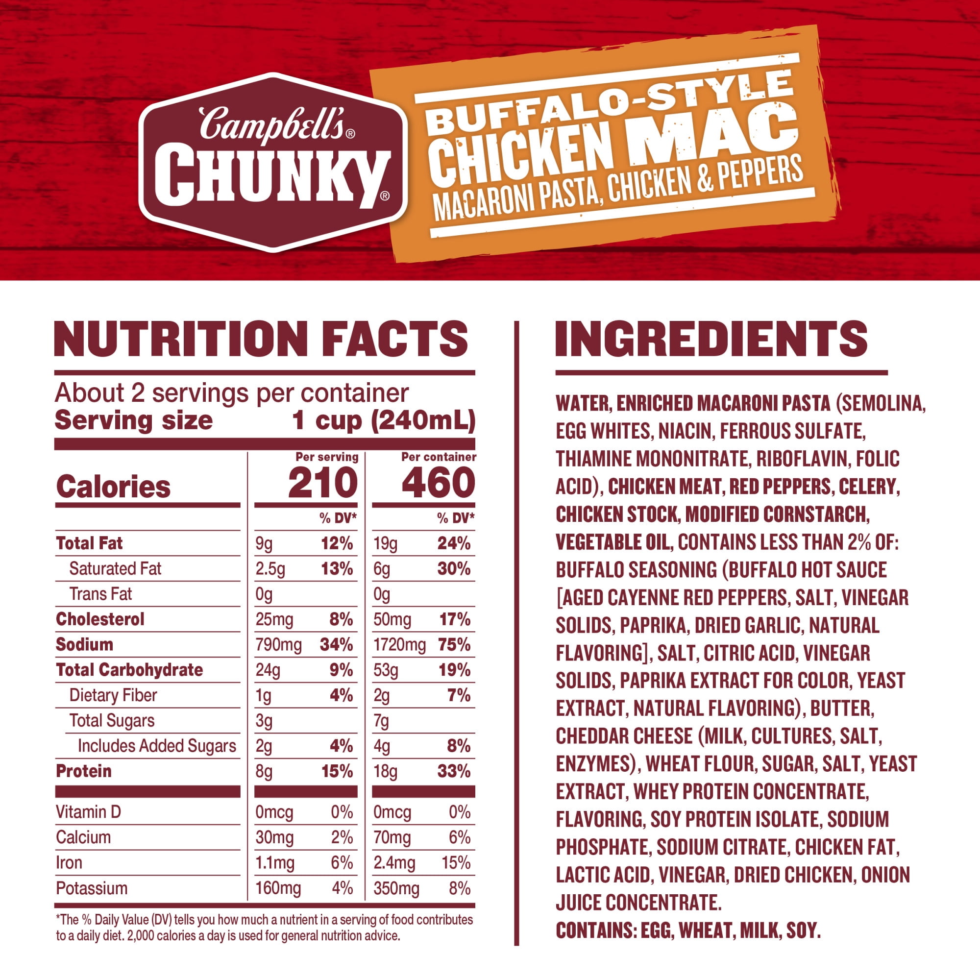 (12 pack) Campbell’s Chunky Buffalo-Style Chicken Mac Soup, 18.8 oz Can