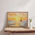 thumbnail image 3 of Aaheei Canvas Seascape Print Wall Art, Vintage Ocean Sky Crimson Sails, Landscape Sailboat Painting Prints, Modern Prints for Bedroom, Living Room and Office, 3 of 5