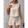 thumbnail image 6 of Women'S 2 Piece Vacation Outfits Sleeveless Tank Top and Matching Shorts Sets Khaki S, 6 of 10