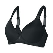 Bmisegm Women's Bra with Widened Shoulder Straps Thin Cup Sponge Solid Color Summer T Shirt Versatile Bra Bras for Women Black 34B