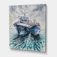 thumbnail image 3 of Blue Fishing Boats Before A Storm Anchored 24 in x 32 in Painting Canvas Art Print, by Designart, 3 of 4