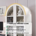 thumbnail image 5 of Arch Bookshelf with Storage Set of 2, Tall Bookcase with Glass Doors & Drawers, 5 of 7