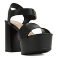 thumbnail image 4 of Soda Women Block Chunky Stacked High Heels Sandals Open Toe Platform Ankle Strap Band OPTIONS-S Black PU 9, 4 of 5
