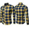 thumbnail image 4 of Shuttle tree Men's Button Down Regular Fit Long Sleeve Plaid Tartan Casual T Shirt Tops Slim Tee, 4 of 4