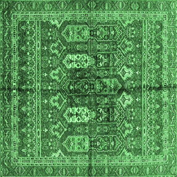 Ahgly Company Indoor Square Abstract Emerald Green Modern Area Rugs, 6' Square