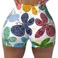 thumbnail image 2 of Balery Colorful Butterflies Pantalones cortos de entrenamiento estampados para mujer, sin costuras, ajustados, para gimnasio, yoga, correr, deportes, ejercicio activo, fitness.-X-Large, 2 of 8