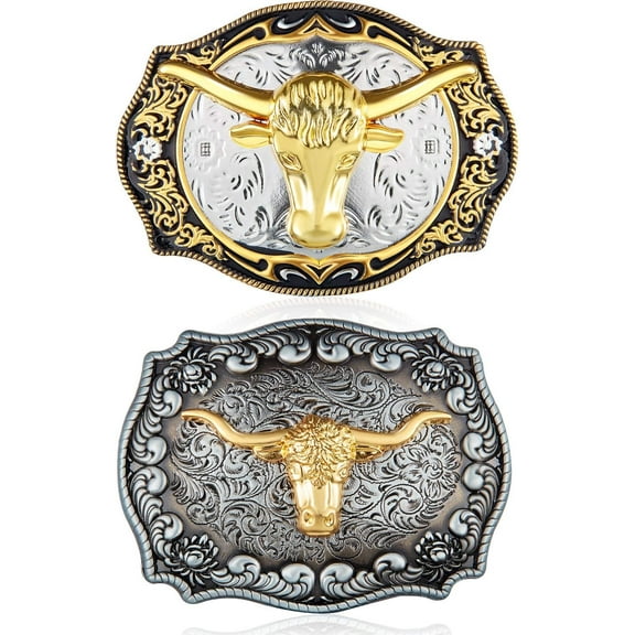 2 Pieces Longhorn Bull Eagle Letter J Belt Buckle Cowboy Belt Buckle Western Rodeo Bull Buckle for Men