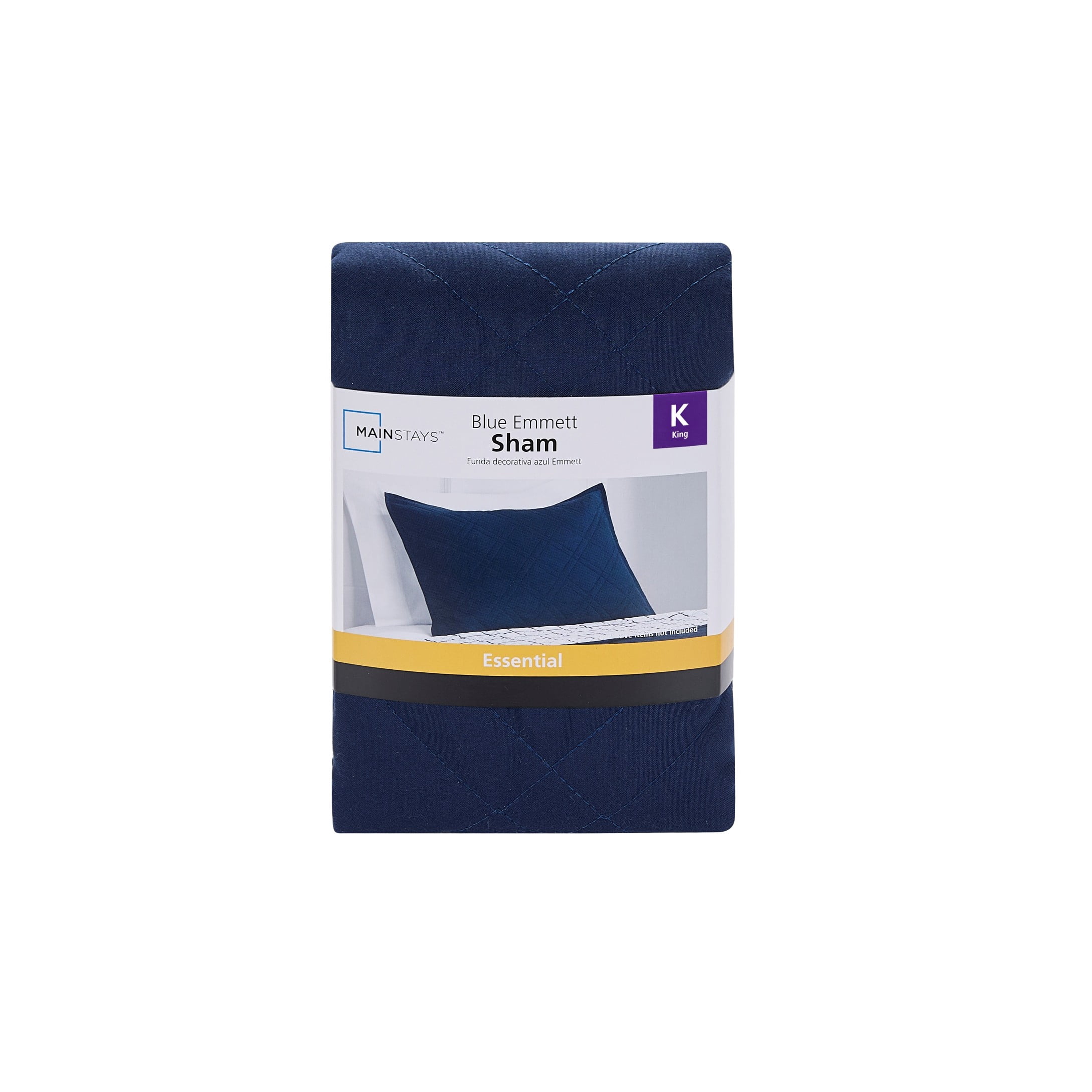 Mainstays Plaid Pillow Sham, King, Blue & White, 1 Pack