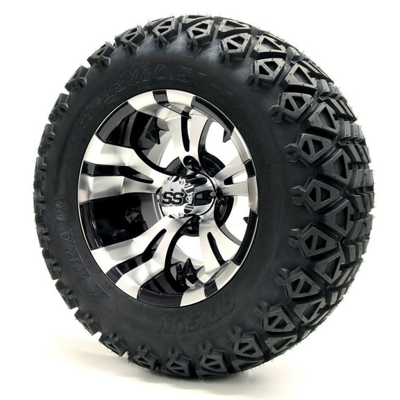 12" GTW Vampire Machine Black Wheels | X-Trail Golf Cart Tires Combo (Set of 4)