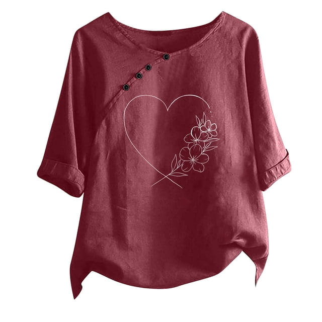 Blouses pour Femmes T-shirt Imprimé Manches Courtes Blouse Col Rond Hauts Décontractés