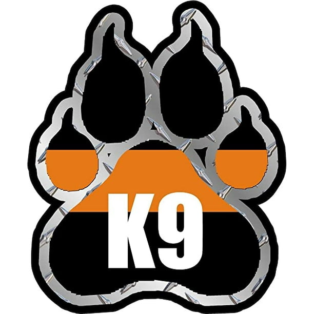 3" SAR K9 Paw Decal Search Rescue Dog Unit Thin Orange Line Vinyl 3M