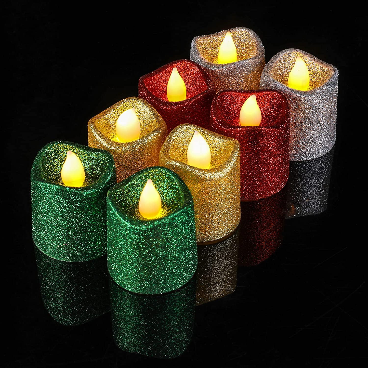 FLOMO Holiday LED Battery Glitter Candle, 4 Colors (LED Candles Set of 4) - Walmart.com