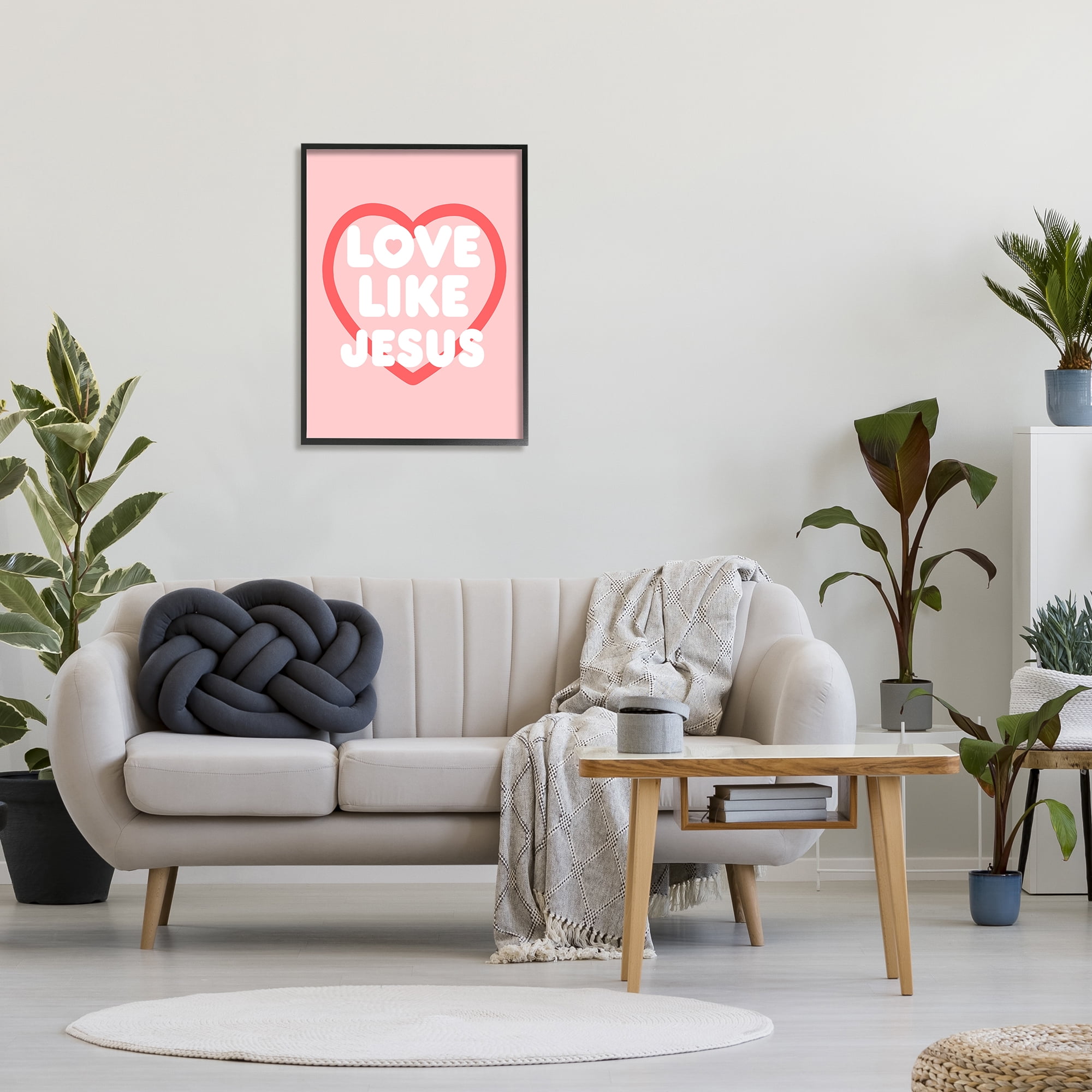 Stupell Industries Love Like Jesus Heart Inspirational Painting Black Framed Art Print Wall Art, 24 x 30