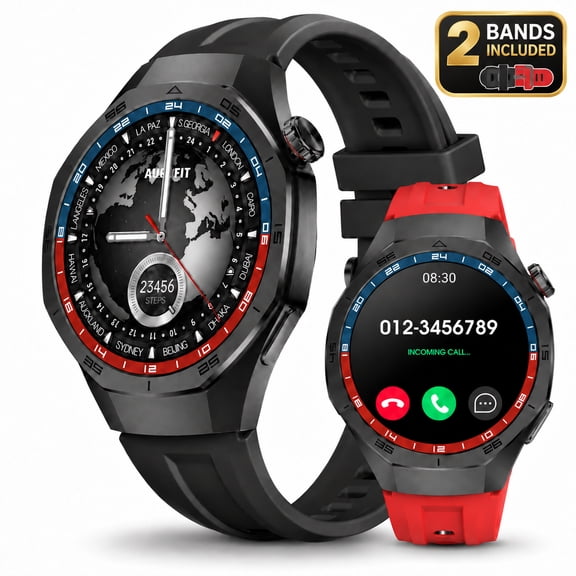 Smart Watches for Android & iPhone, Men Womens Smartwatch with ChatGPT AI Voice Assistant, 2 Straps 1.43" AMOLED Answer/Make Call Fitness Tracker Watch, 100 Sports Modes, IP68 Waterproof, Black