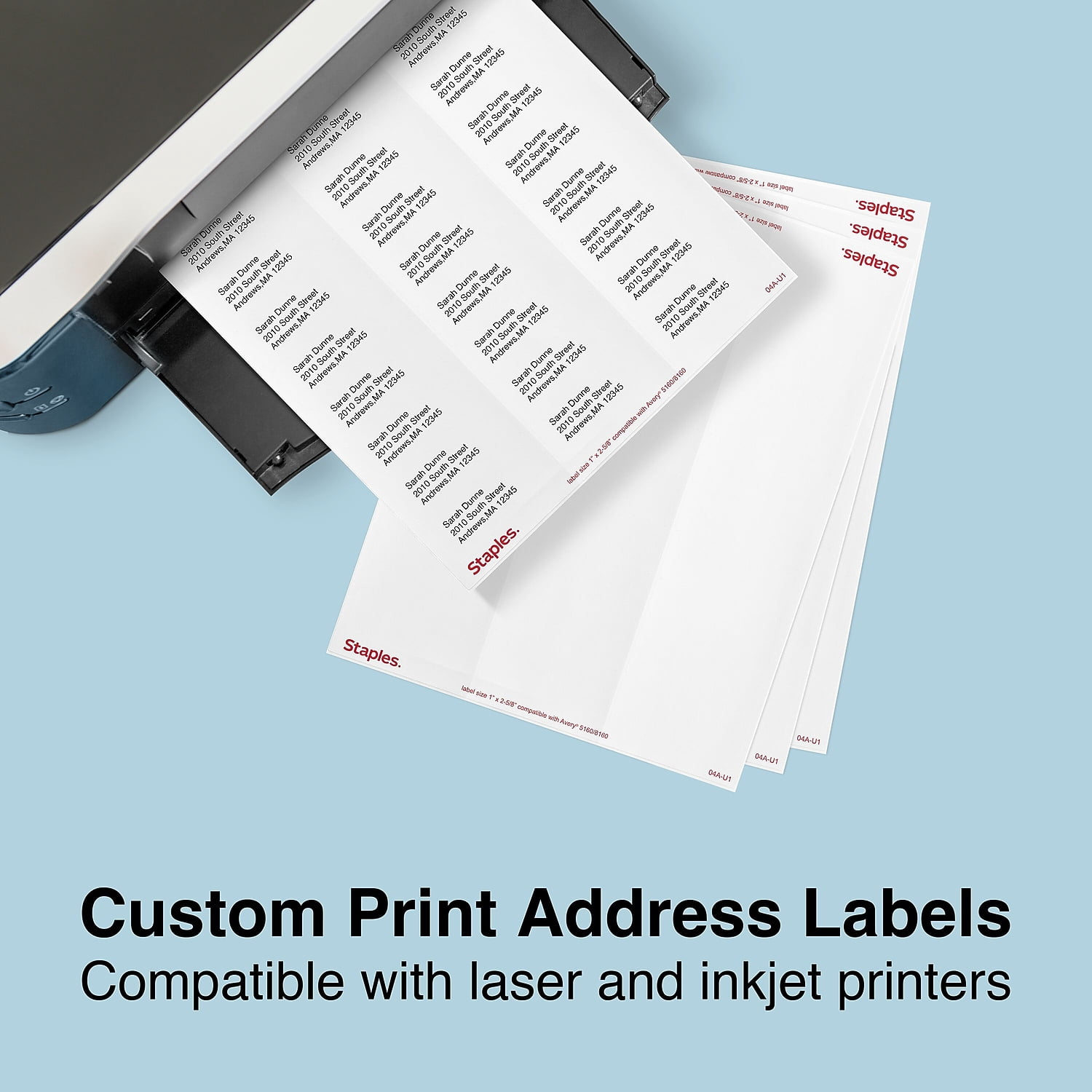 Staples Laser/Inkjet Address Labels 1" x 2 5/8" White 30 Labels/Sheet 60000/Carton ST18055-CCVS