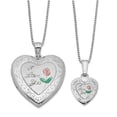thumbnail image 1 of White Sterling Silver Charm Pendant Rhodium-Plated Rose I Love You Heart Locket & Neckl, 1 of 3