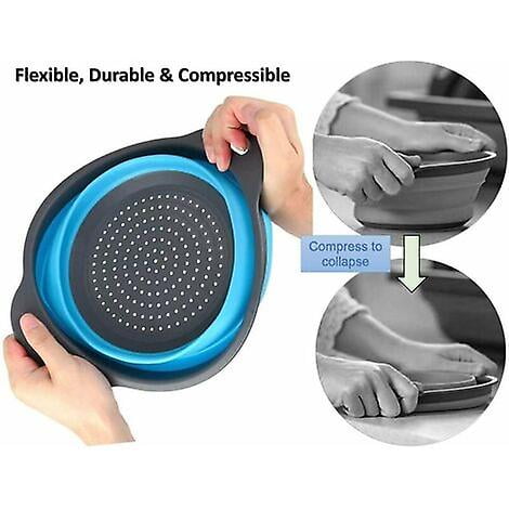 2 collapsible strainers with extendable handles, perfect for draining pasta, vegetables, fruits, pasta strainers, noodle strainers, kitchen strainers.