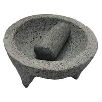 Made in Mexico Genuine Mexican Manual Guacamole Maker Volcanic Lava Rock Stone Molcajete/Tejolote Mortar and Pestle Spices Grains 8" Large
