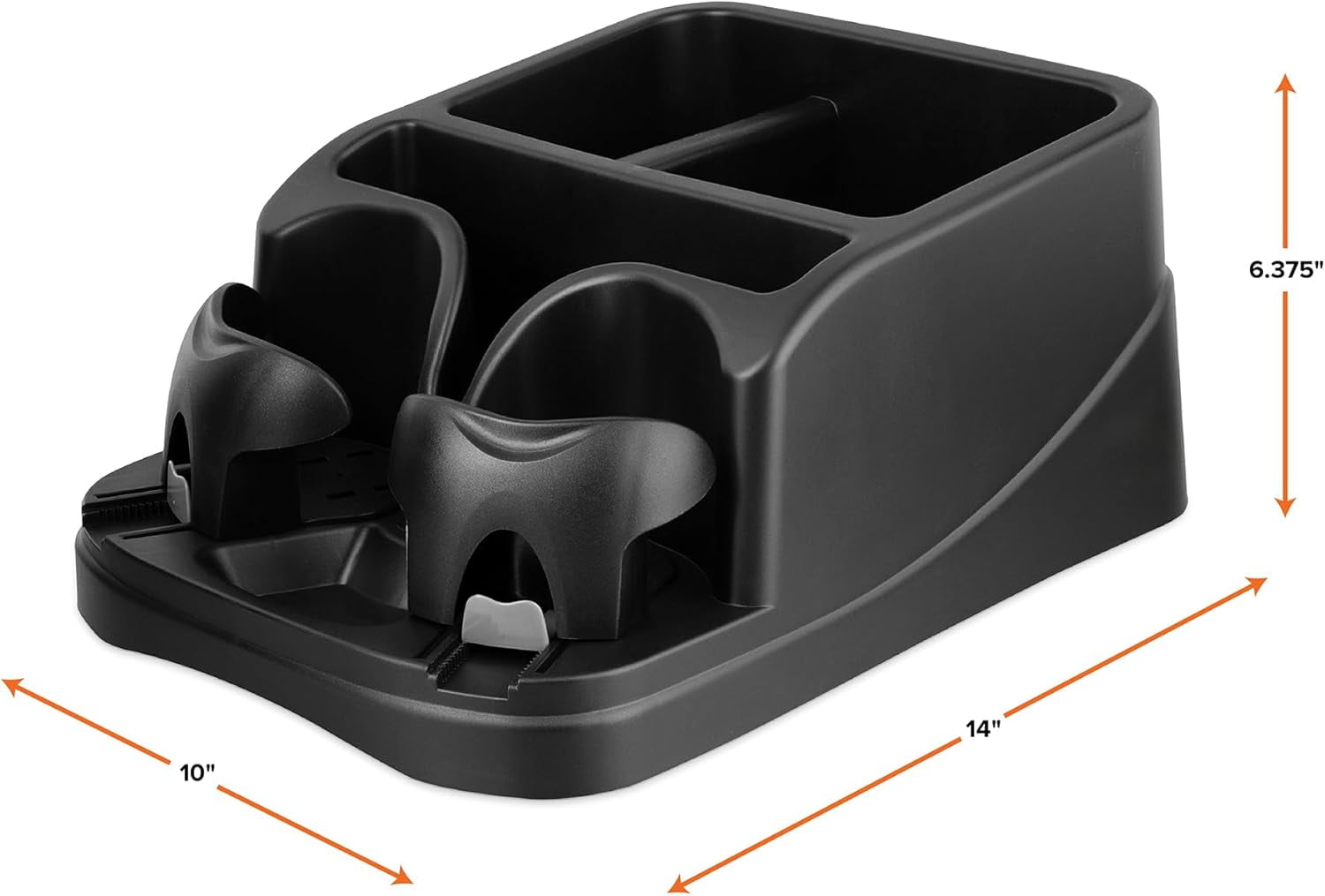 Armor All Car Console Organizer, Car Seat Organizer with 2 Adjustable Cup Holders, 3 Large Storage Compartments, Seatbelt for Secure Hold, Vehicle Middle Seat Organizer for Cars, Trucks, Minivans