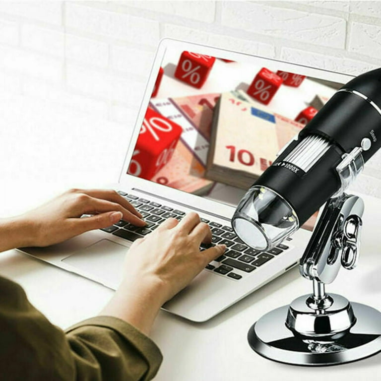 DGCUS USB 2.0 Digital Microscope 1000 x Magnification 8-LED Mini Microscope  Camera Magnifier with Stand 2 Mega Pixels