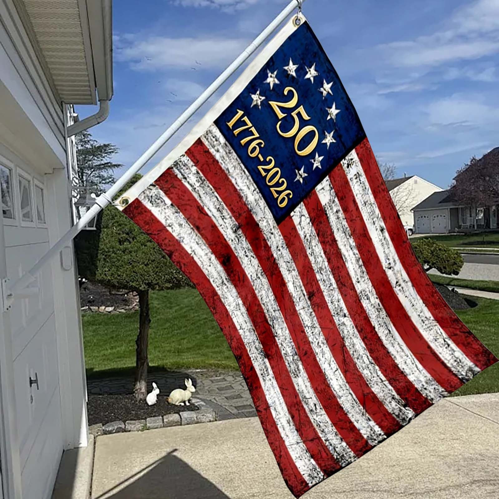 250th Anniversary Commemorative Flag, 3x5 Feet USA Patriotic Flag with Brass Grommets, Weather-Resistant Flag for Outdoor Use, Ideal for Parades, Historical Events, and Yard Displays