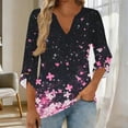 thumbnail image 2 of Tqcoqu Women's Casual Loose Tunic Tops Blouses,V Neck 3/4 Sleeve Floral Print Fit Tops,Blue-C Women's S-XL, 2 of 7