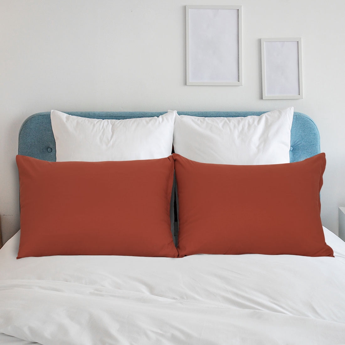 Unique Bargains 2-Piece Soft Microfiber Pillowcases, Queen, Orange