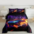 thumbnail image 2 of Feelyou Sport Race Car Bedding Comforter Set for Boy, Lightning Racing Car Twin Comforter Sets, Futuristic Automobile Reversible Bedding Set, Breathable Home Decor, 2pcs, 2 of 8