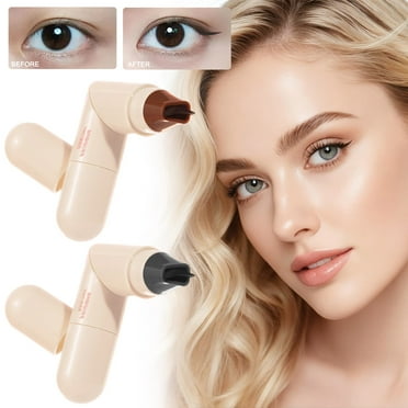 SDOHIG 2 Pcs Gel Eyeliner Pencil Set, Foldable Eyeliner Stamp for Perfect Wings, Waterproof Eyeliners Tool, Smudge Proof Eyeliners Pen for Beginners