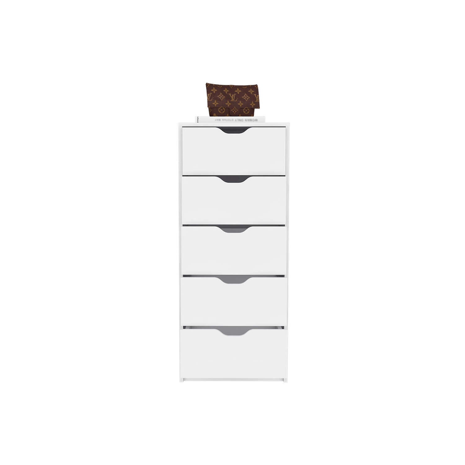 We Have Furniture Dresser Kamran, Five Drawer Narrows, White Finish