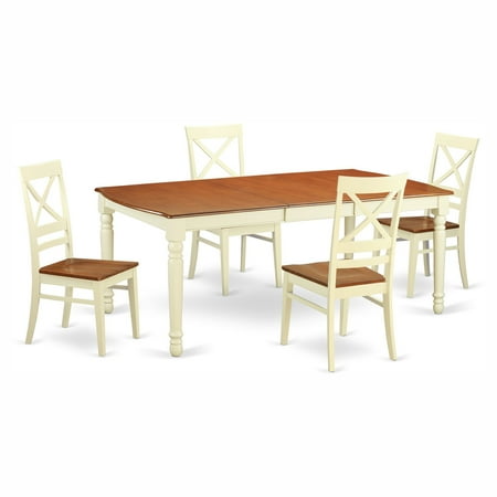 East West Furniture Dover 5 Piece Extension Rectangular Dining Table East West Furniture Dover 5 Piece Extension Rectangular Dining Table Set With Quincy Wooden Seat Chairs