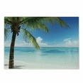 thumbnail image 1 of Ocean Cutting Board, Exotic Beach Water and Palm Tree by the Shore Clear Sky Landscape Image, Decorative Tempered Glass Cutting and Serving Board, Small Size, Green Blue White, by Ambesonne, 1 of 1