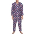 thumbnail image 3 of Naloa flower Skull leaf colorful Men’s Pajamas Set - Long Sleeve Button Down Sleep Shirt and Pajama Bottoms Sleepwear Set-Large, 3 of 7