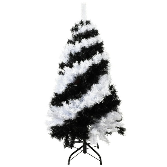 Tree Buddees Black and White Swirl Halloween Tree - Unique Christmas Tree 4 Feet Tall Decoration