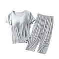 thumbnail image 2 of WCJM Women's Capri Pajama Sets Short Sleeve Sleepwear Top and Capri Pants 2 Piece Loungewear with Pockets Women's Pajamas Women Pajamas (2XL), 2 of 4