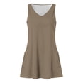 thumbnail image 5 of XIYON Dresses For Women Sleeveless Collar Casual Dress With Pockets Solid Color A Line Summer Daywear Comfortable Flowy Tunic Outfit For Daily Wear Vacation, 5 of 5