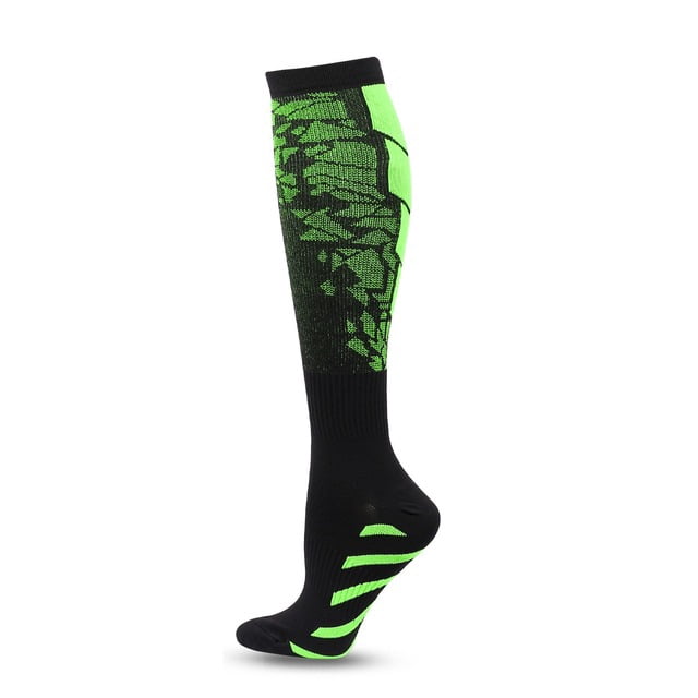Bas de Compression pour Course Hommes Femmes Chaussettes de Sport Marathon Chaussettes de Randonnée 20-30mmHg Ajustement Vol Grossesse Varices Enflées QYS001-173-Vert P-M