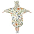 thumbnail image 2 of FORMRS Wearable Blanket Hoodie with Sleeves for Kids Cozy Flannel Sweatshirt, Watercolor Wildflowers Pattern, 2 of 7