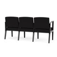 thumbnail image 3 of Amherst Wood Reception Waiting Room Healthcare 3-Seat Chair / Black Wood / Black, 3 of 5