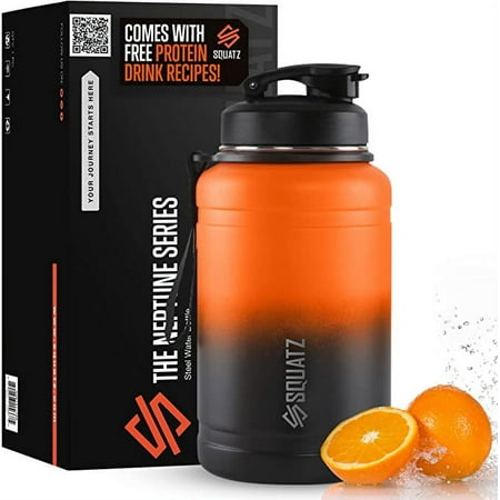 Squatz 74 Oz Neptune Series Steel Water Bottle  Stainless Double Wall Vacuum Jug W/ Handle Strap