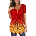 thumbnail image 1 of SMihono Hauts pour Femmes Été Chic Décontracté T-shirt Manches Courtes Col Rond T-shirt Imprimé Floral T-shirt Blouse Cadeau pour Femmes T-shirt Oversize pour Femmes 2023, 1 of 7