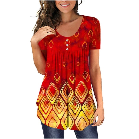 SMihono Womens Tops Summer Dressy Casual Women's Shirt Tees Short Sleeve Round Neck T Shirt Floral Print T-shirt Tops Blouse Gift For Women Oversize T-shirt for women 2023