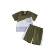 thumbnail image 1 of Faithtur Ensemble Estival 2 Pcs pour Tout-Petits Garçons, T-shirt à Manches Courtes Col Rond + Shorts à Couleurs Contrastées, 1 of 9
