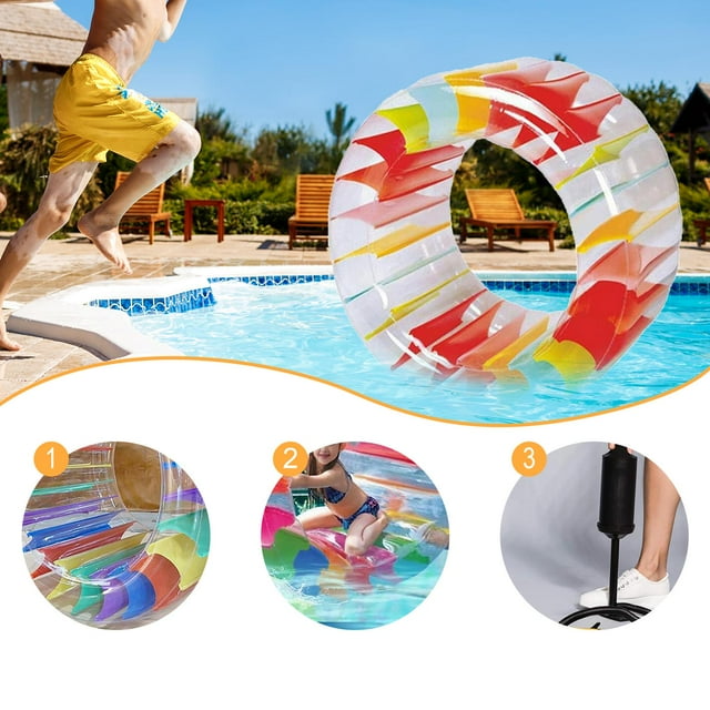 Wheel de agua inflable playa colorida patio trasero para niños piscina de piscina de estanques L
