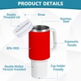 thumbnail image 3 of 40 oz Tumbler with Handle and Straw Lid Red Insulated Vacuum Water Bottle Stainless Steel Travel Cup, 3 of 8
