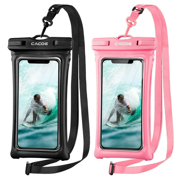 Funda impermeable para teléfono CACOE, flotante, universal, paquete de 2