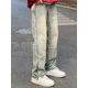thumbnail image 2 of Pantalones con aberturas y cremallera para hombre, vaqueros rectos negros para hombre, pantalones vaqueros 2024 de moda de algodón con estilo coreano para otoño y verano, originales, 2 of 4