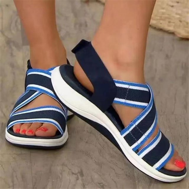 Sandalias cruzadas elásticas para mujer, zapatillas de verano, zapatos de playa con tacón de cuña para ocio Wmkox8yii sa3838