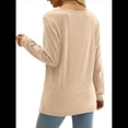 thumbnail image 4 of Blusa Elegante Informal con Cuello en Forma de Corazón y Larga para Mujer, Color Liso, Estilo Túnica, Tipo Suéter. Crema XXL, 4 of 5